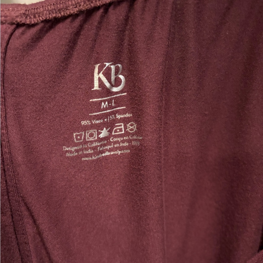 Kindred Bravely Burgundy Ruffle Shoulder Nursing Robe - Picture 3 of 3